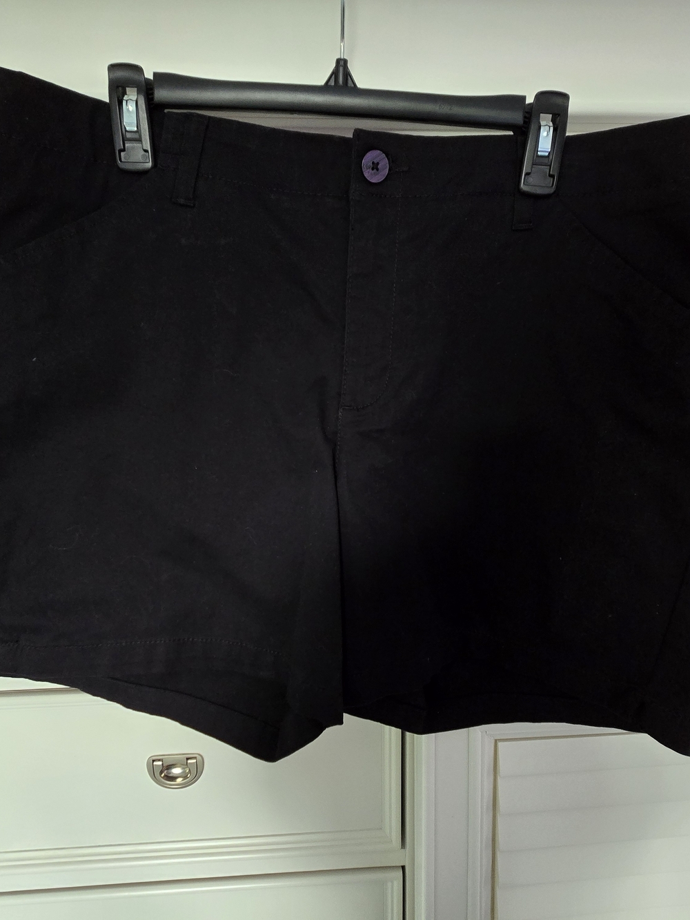 Lee Women's Black Flat Front Shorts with Button
